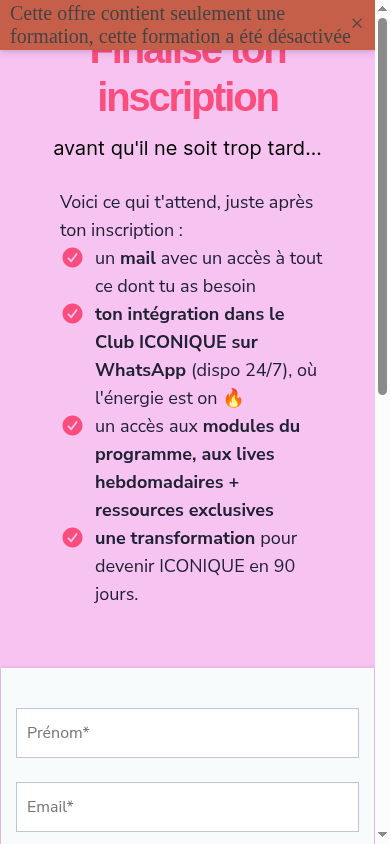 Étape d’inscription Iconique sur mobile